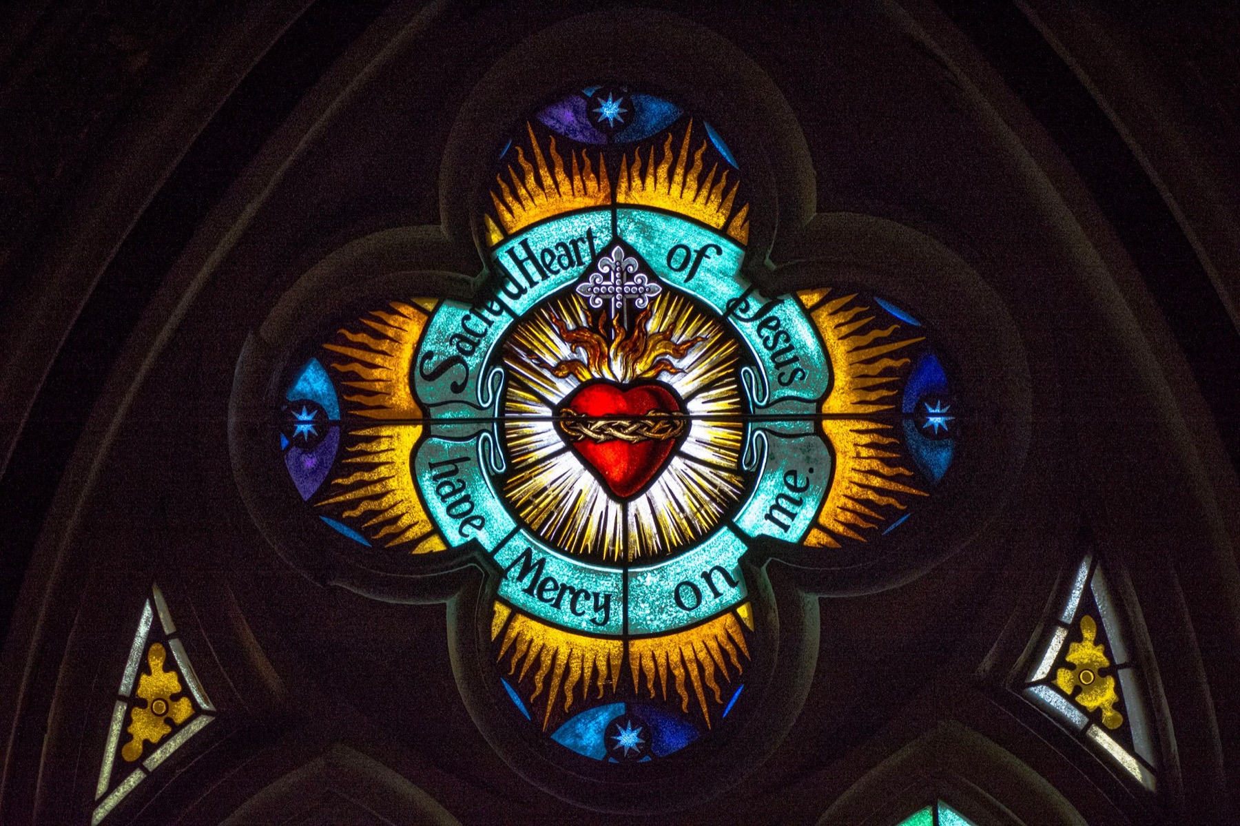 The Sacred Heart window in the Cathedral Basilica of St. John the Baptist