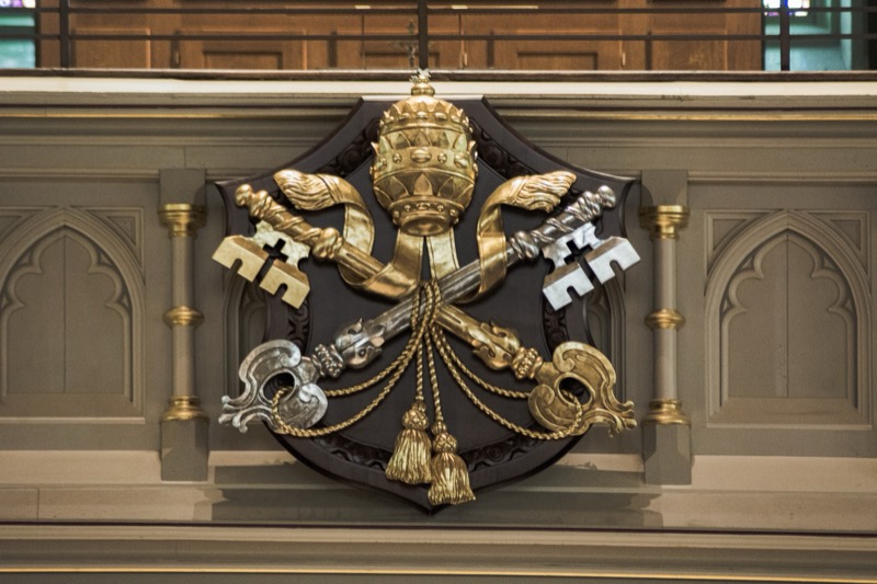 Gilded ornamentation above the bishop's chair
